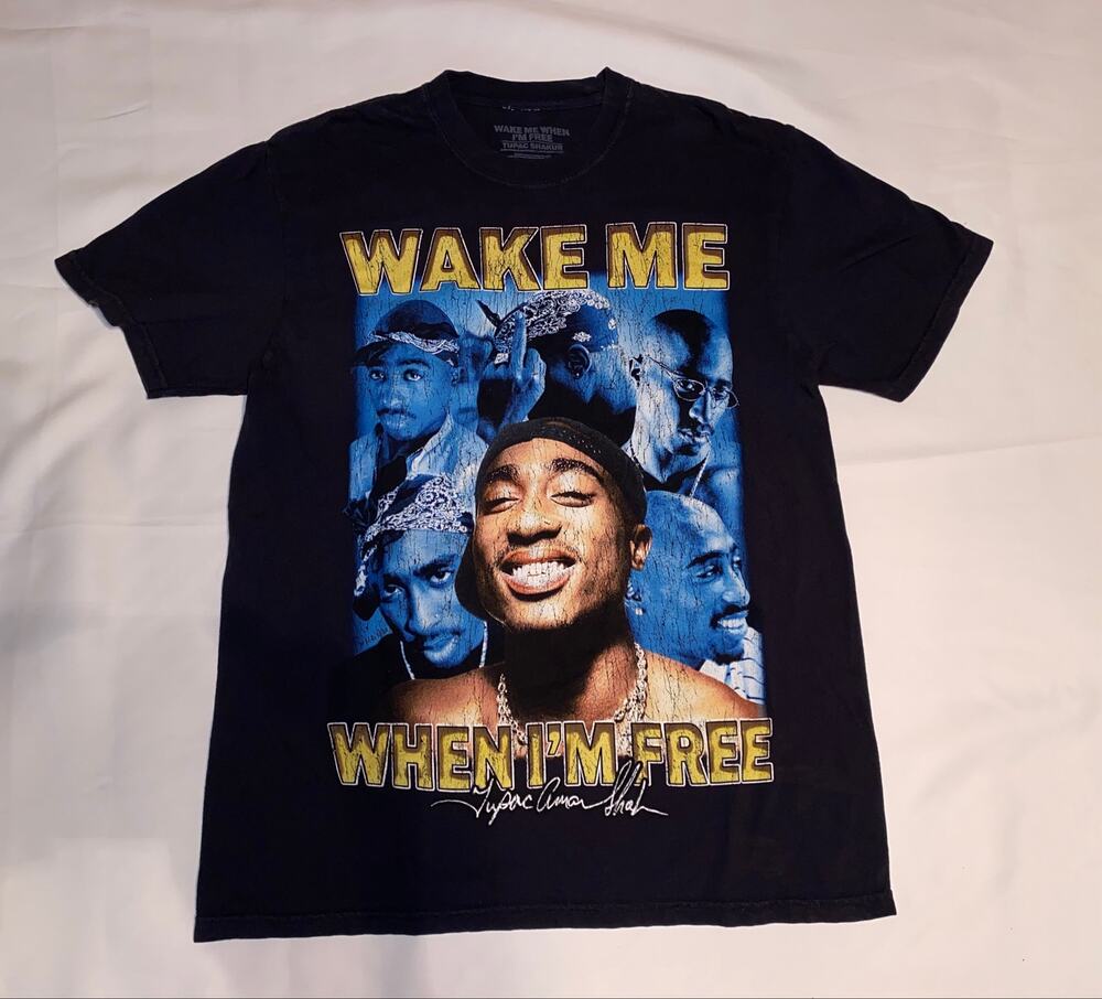 Tupac Shakur Wake Me When I'm Free Museum 2022 Rap Tee M Official Exhibit Merch